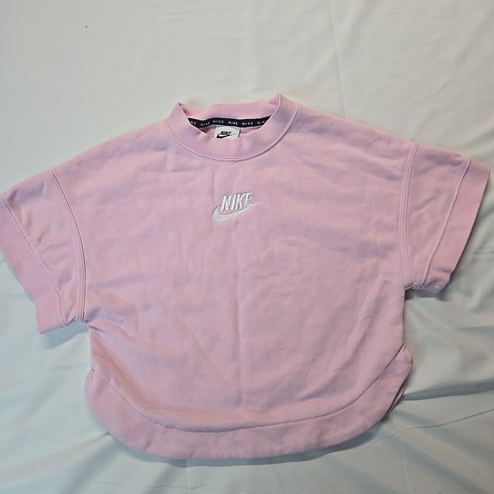 Nike Cropped Sweatshirt Womens Pink Top XS Short Sleeve Athletic Barbiecore
